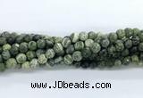 CZJ581 15.5 inches 6mm faceted round green zebra jasper gemstone beads