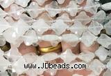 FGBS09 15 inches 12mm faceted Four leaf clover white crystal beads