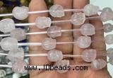 FGBS100 15 inches 10mm carved skull rose quartz beads wholesale