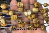 FGBS106 15 inches 10mm carved skull picture jasper beads wholesale