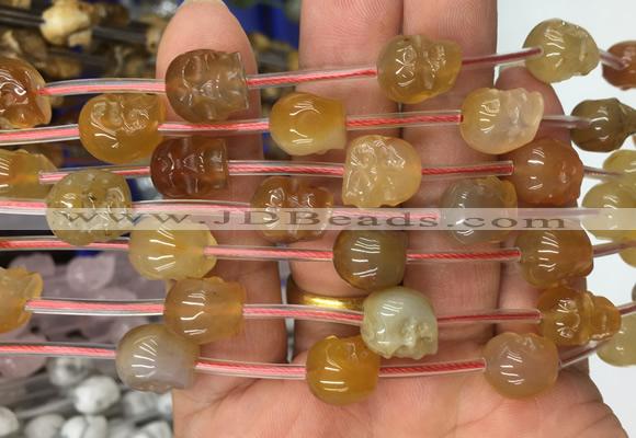 FGBS107 15 inches 10mm carved skull red agate beads wholesale