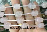 FGBS118 15 inches 12mm carved skull rose quartz beads wholesale