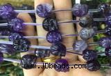 FGBS119 15 inches 12mm carved skull amethyst beads wholesale