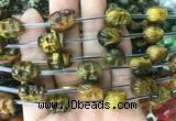 FGBS124 15 inches 12mm carved skull yellow tiger eye beads wholesale