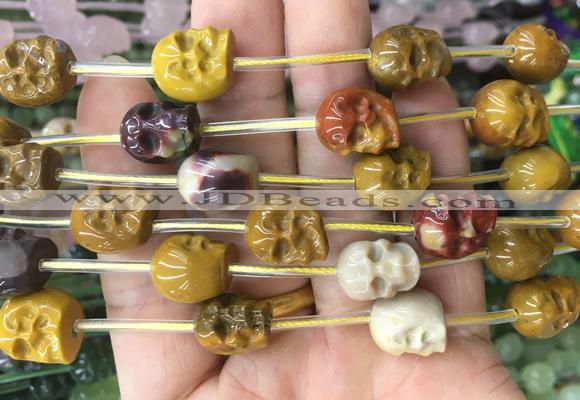 FGBS125 15 inches 12mm carved skull mookaite beads wholesale