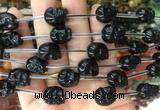 FGBS129 15 inches 12mm carved skull black obsidian beads wholesale