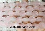 FGBS139 15 inches 14mm carved rose flower rose quartz beads