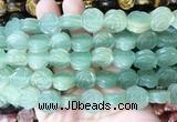 FGBS145 15 inches 14mm carved rose flower green aventurine beads