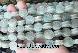 FGBS149 15 inches 14mm carved rose flower amazonite beads