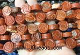 FGBS153 15 inches 14mm carved rose flower red jasper beads