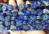 FGBS157 15 inches 14mm carved rose flower lapis lazuli beads