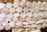 FGBS160 15 inches 15mm carved five petal flower rose quartz beads wholesale