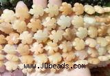 FGBS168 15 inches 15mm carved five petal flower pink aventurine beads wholesale