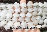 FGBS170 15 inches 15mm carved five petal flower white jade beads wholesale