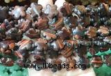 FGBS186 15 inches 15mm carved five petal flower red tiger eye beads wholesale