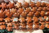 FGBS189 15 inches 15mm carved five petal flower red jasper beads wholesale