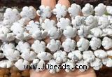 FGBS190 15 inches 15mm carved five petal flower white howlite beads wholesale