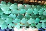 FGBS196 15 inches 20mm carved 5 petal flower green aventurine beads wholesale