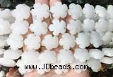 FGBS199 15 inches 20mm carved 5 petal flower white jade beads wholesale