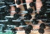 FGBS20 15 inches 8mm, 10mm, 12mm carved rose flower black agate beads