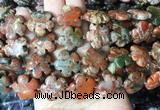 FGBS208 15 inches 20mm carved 5 petal flower brecciated jasper beads wholesale