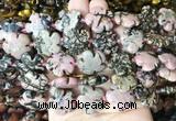 FGBS209 15 inches 20mm carved 5 petal flower black veined rhodonite beads wholesale