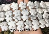 FGBS213 15 inches 20mm carved 5 petal flower white howlite beads wholesale