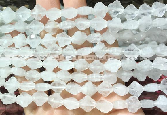 FGBS218 15 inches 10mm faceted four leaf clover white crystal beads wholesale