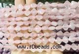 FGBS219 15 inches 10mm faceted four leaf clover rose quartz beads wholesale