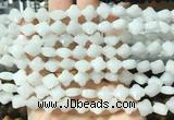 FGBS223 15 inches 10mm faceted four leaf clover white jade beads wholesale