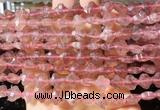 FGBS224 15 inches 10mm faceted four leaf clover strawberry quartz beads wholesale