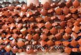 FGBS229 15 inches 10mm faceted four leaf clover red jasper beads wholesale