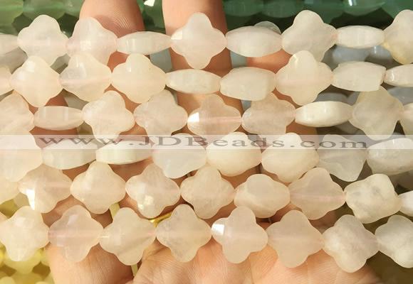 FGBS245 15 inches 13mm faceted 4 leaf clover pink aventurine beads wholesale