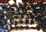 FGBS249 15 inches 13mm faceted 4 leaf clover black obsidian beads wholesale