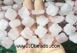 FGBS265 15 inches 18mm four leaf clover rose quartz beads wholesale