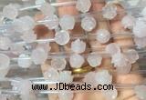 FGBS28 15 inches 8mm, 10mm, 12mm carved rose flower rose quartz beads