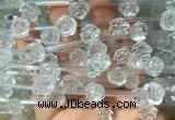 FGBS29 15 inches 8mm, 10mm, 12mm carved rose flower white crystal beads