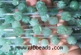 FGBS31 15 inches 8mm, 10mm, 12mm carved rose flower green aventurine beads