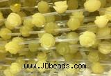 FGBS34 15 inches 8mm, 10mm, 12mm carved rose flower lemon jade beads