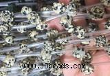 FGBS41 15 inches 10mm carved rose flower dalmatian jasper beads wholesale