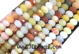 FWBS04 15 inches 6*10mm faceted rondelle golden flower jade beads