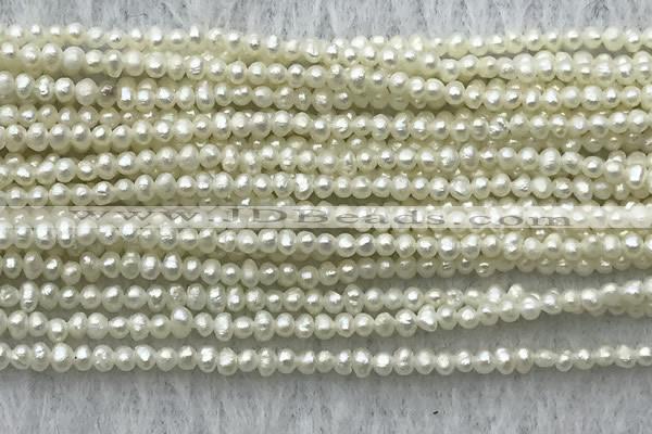 FWP02 14.5 inches 1.5mm - 1.8mm potato white freshwater pearl strands