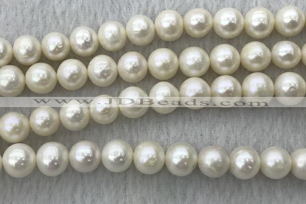 FWP105 15 inches 9mm - 10mm potato white freshwater pearl strands