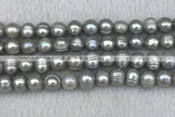 FWP139 15 inches 8mm - 9mm potato grey freshwater pearl strands