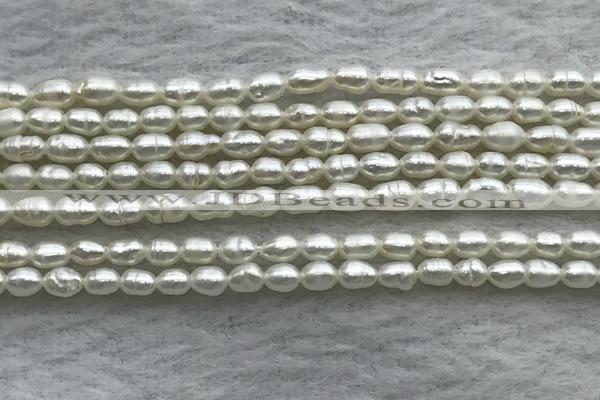 FWP153 14.5 inches 2mm - 3mm rice white freshwater pearl strands