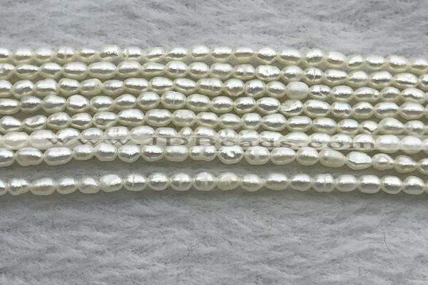 FWP154 14.5 inches 2mm - 3mm rice white freshwater pearl strands