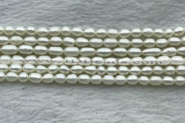 FWP161 14.5 inches 3.5mm - 4mm rice white freshwater pearl strands