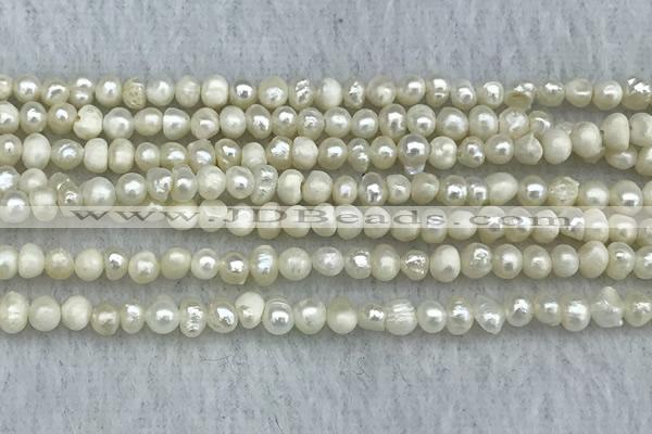 FWP18 14.5 inches 3mm - 4mm potato white freshwater pearl strands