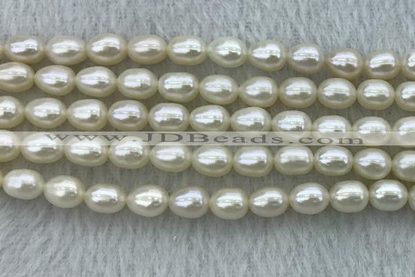 FWP182 15 inches 6mm - 7mm rice white freshwater pearl strands