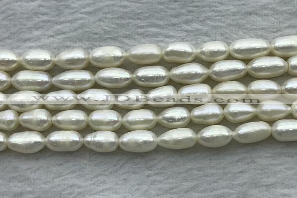 FWP187 15 inches 6mm - 7mm rice white freshwater pearl strands